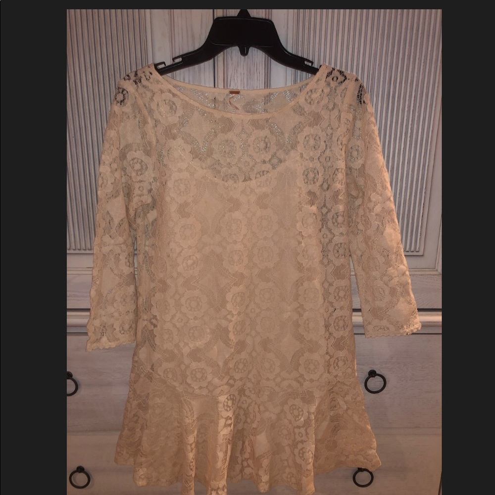 Free People Cream Lace Dress